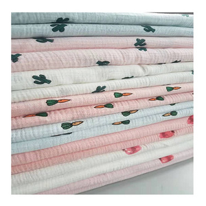 wholesale custom cotton bamboo muslin fabric baby printed white double gauze cheap print 100 cotton muslin fabric for baby