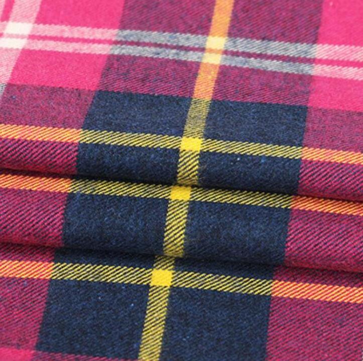 cotton tartan plaid yarn dyed flannel fabric Popular men/women shirt fabric