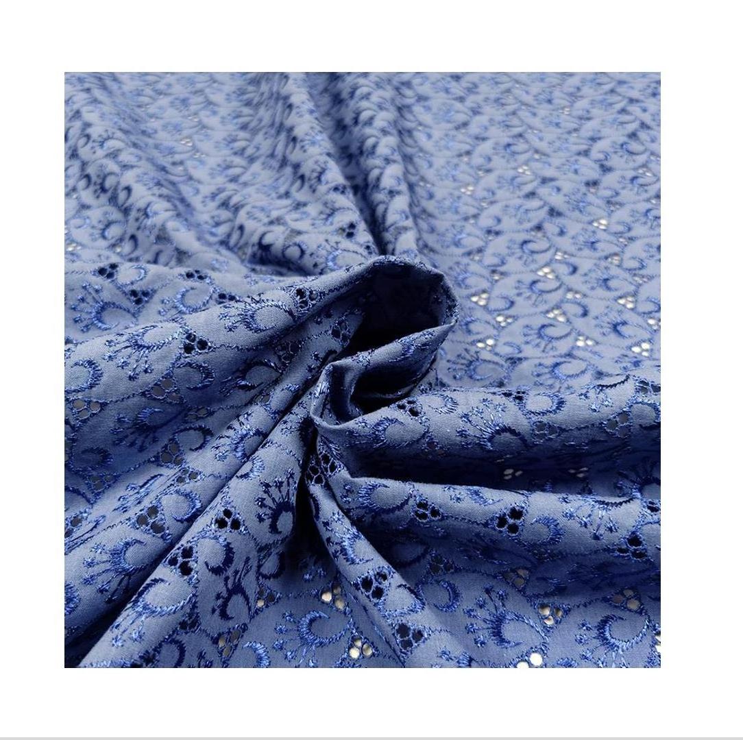 Customized Pattern Eyelet Embroidered Cotton Embroidery Lace Fabric