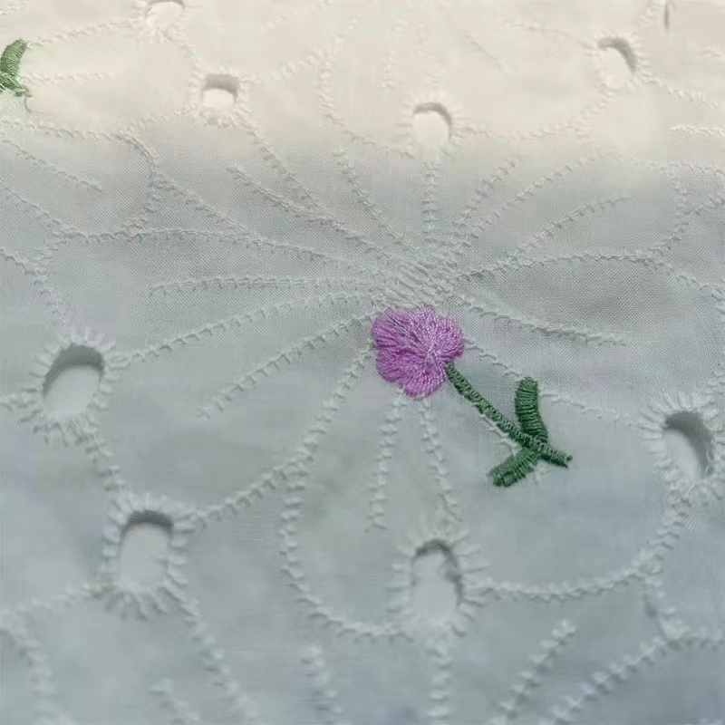 Customized Pattern Eyelet Embroidered Cotton Embroidery Lace Fabric