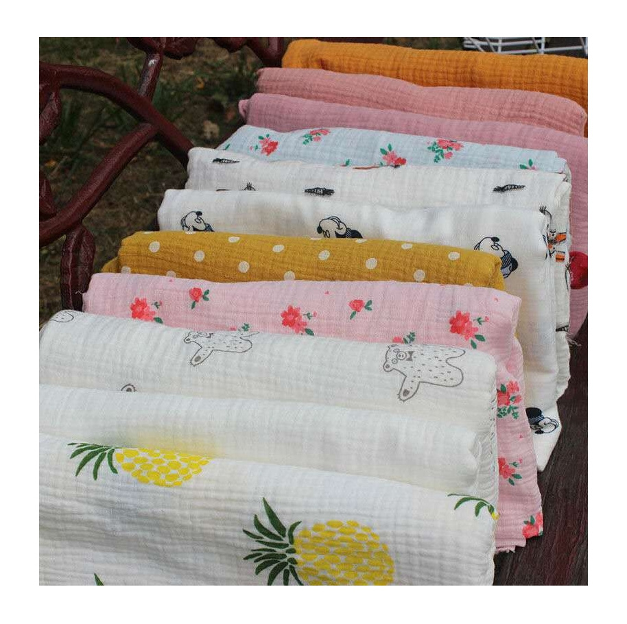 wholesale custom cotton bamboo muslin fabric baby printed white double gauze cheap print 100 cotton muslin fabric for baby