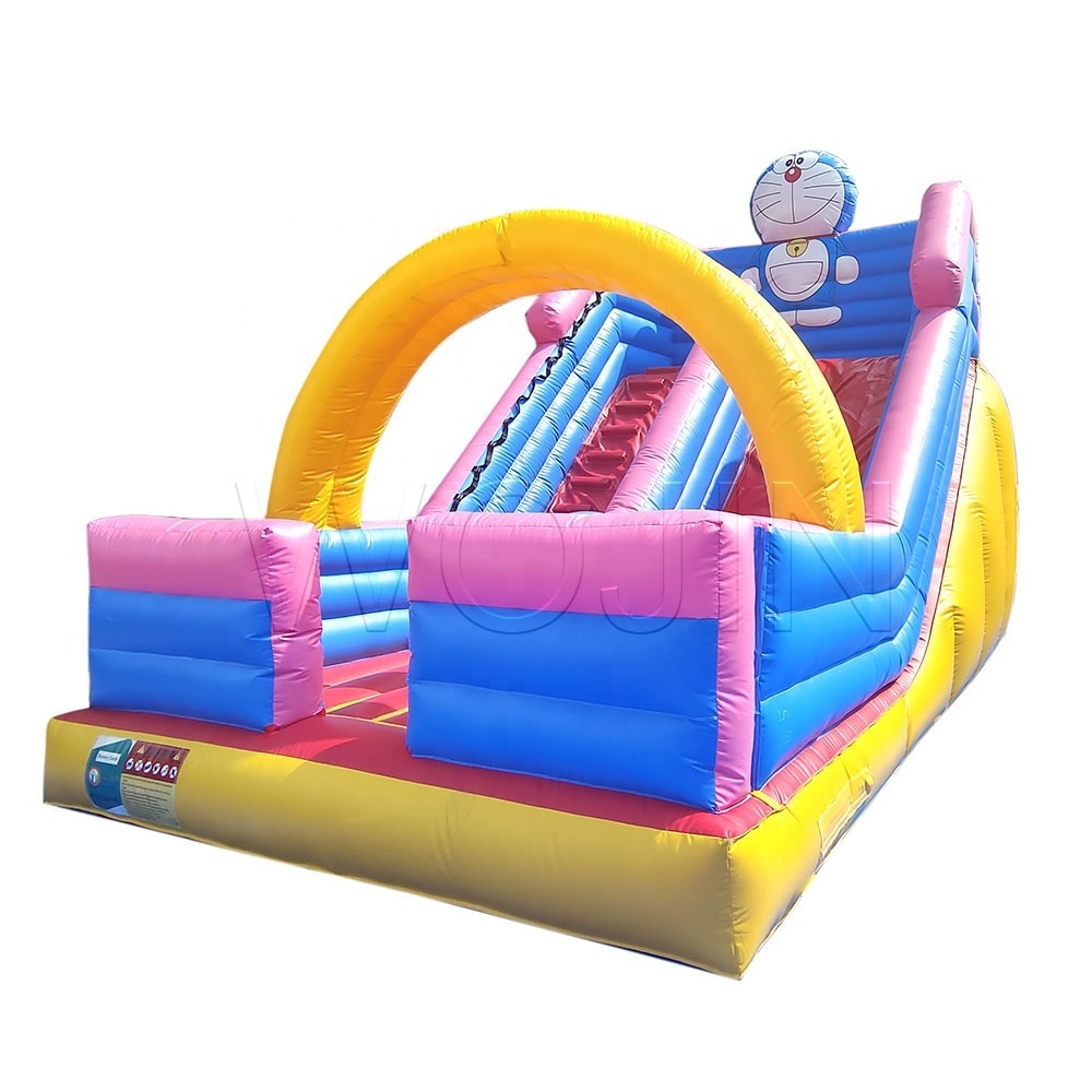 Doraemon New design inflatable dry slide inflatable bouncy castle ground slide for kids outdoor playing