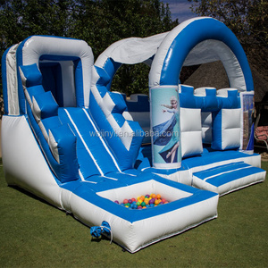 Manufacturer sell  wholesale kids outdoor multifunction inflatable bouncer castle with slide and pool can put water or seaball