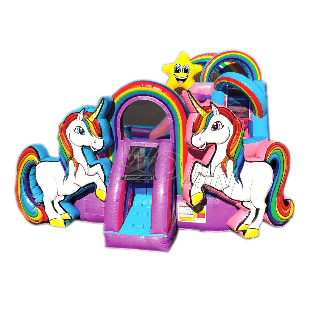 most popular unicorn inflatable bouncer house combo jumping castle bouncy slides for sale