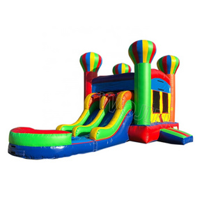 Dual Lane Balloon inflatable combo jumping house bouncy castles wet or dry sides with pool