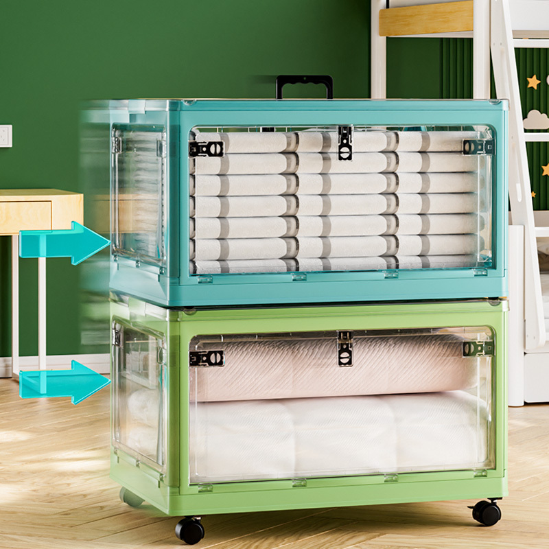 Transparent Durable Plastic Storage Bins & Boxes Folding Storage Box Multi-sizes Clothes Organizer