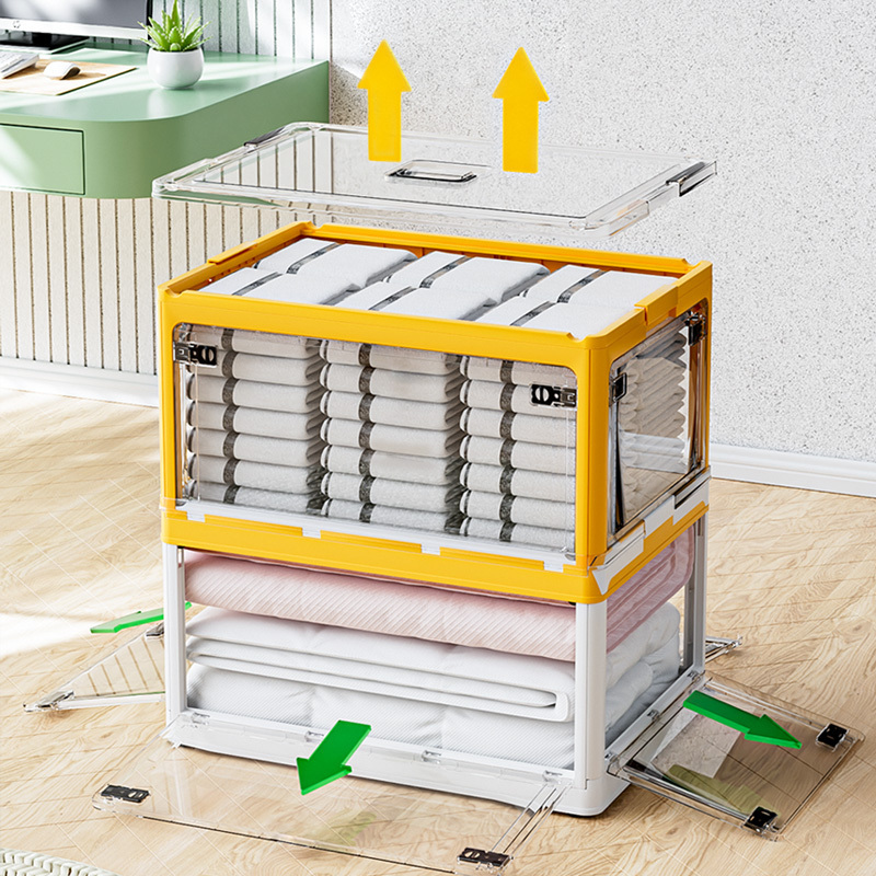 Transparent Durable Plastic Storage Bins & Boxes Folding Storage Box Multi-sizes Clothes Organizer