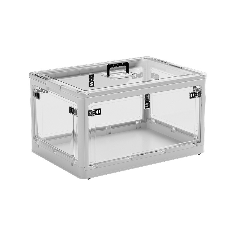 Transparent Durable Plastic Storage Bins & Boxes Folding Storage Box Multi-sizes Clothes Organizer