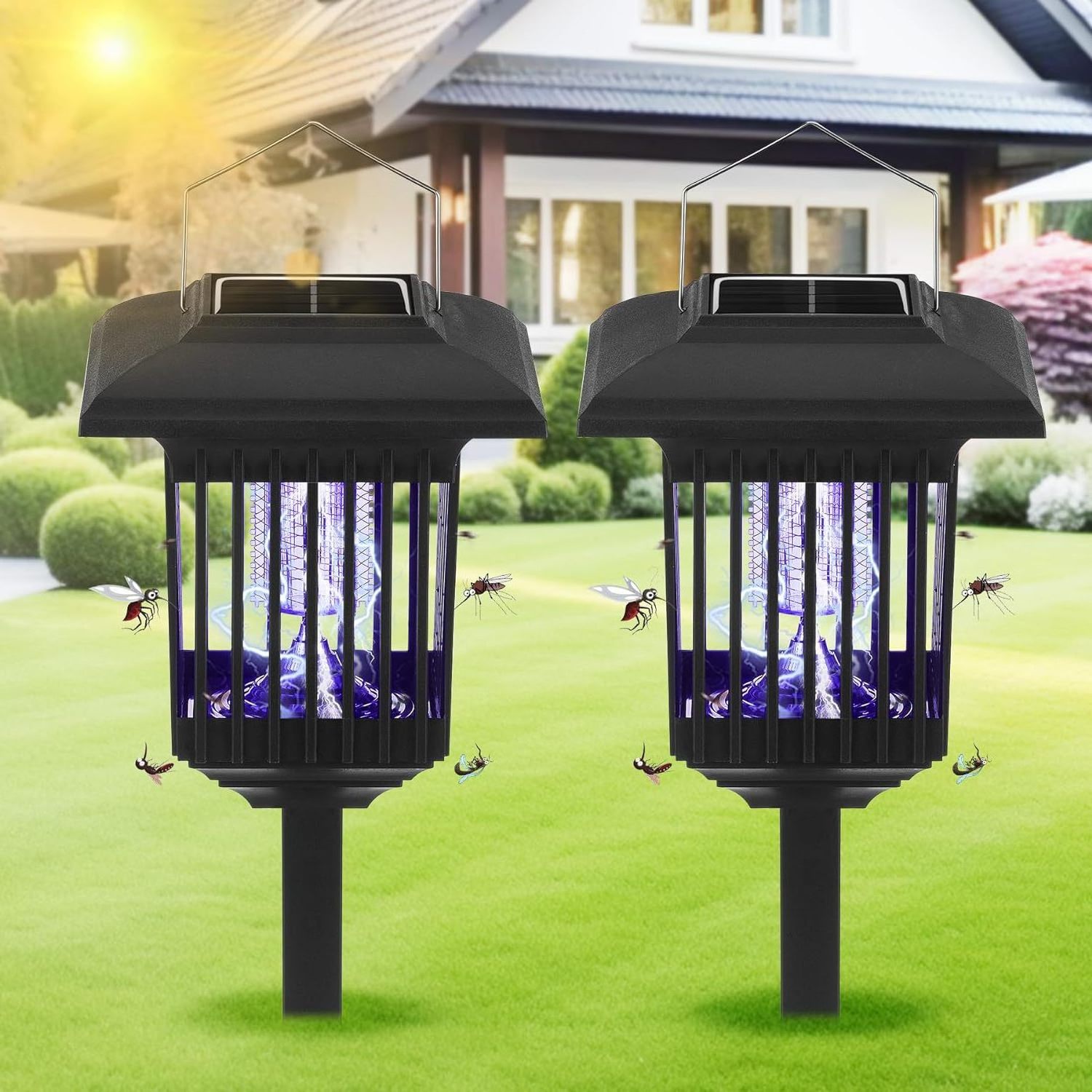 Solar Waterproof Outdoor Mosquito Zapper Mosquito Killer and Lighting Mosquito Repellent Lamp for Indoor Outdoor Use Garden