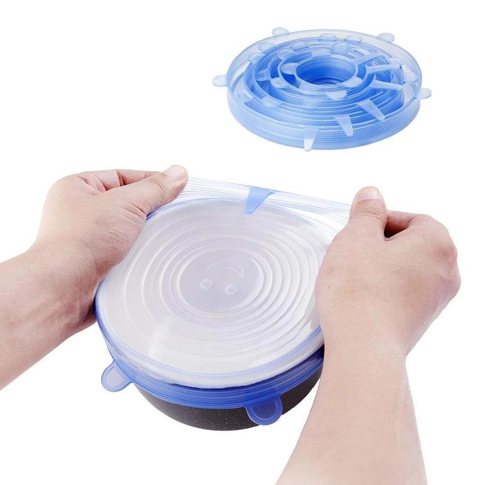 12 Pack Reusable Durable and Expandable Silicone stretch Lids Covers for Fresh Food & Leftovers