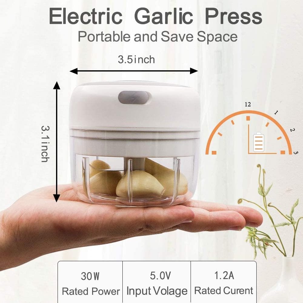 Hot Mini Chopper Electric Food and Onion Chopper Electric Garlic Press Small Food Processor to Chop Fruits Vegetables