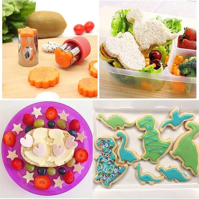 DIY Bread Cookie Cutters children's Sandwich Cutter and Sealer Set with Mini Vegetable Fruit Cutter for Kids Lunch Bento Box