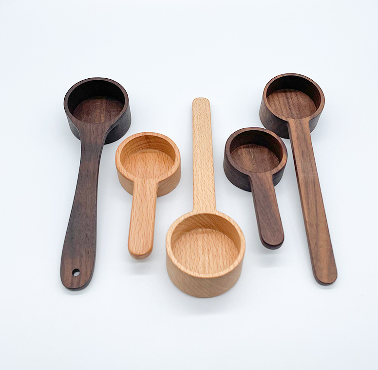 Home Kitchen Accessories beech Wooden Coffee Spoons reusable coffee bean tea  mini Measuring spoon for Ground Beans or tea