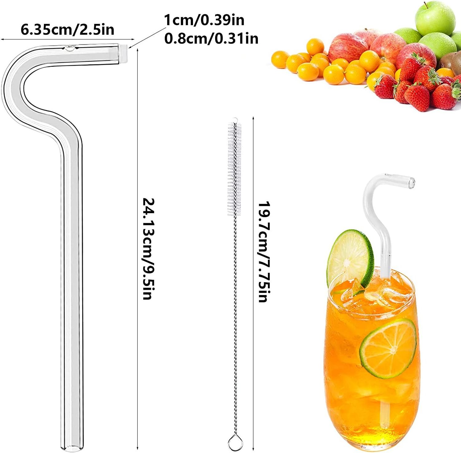 2023 Hot sale 2pcs Reusable Anti Wrinkle Drinking Straw Curved for Stanley Cup, glass Lip Straw for Wrinkles