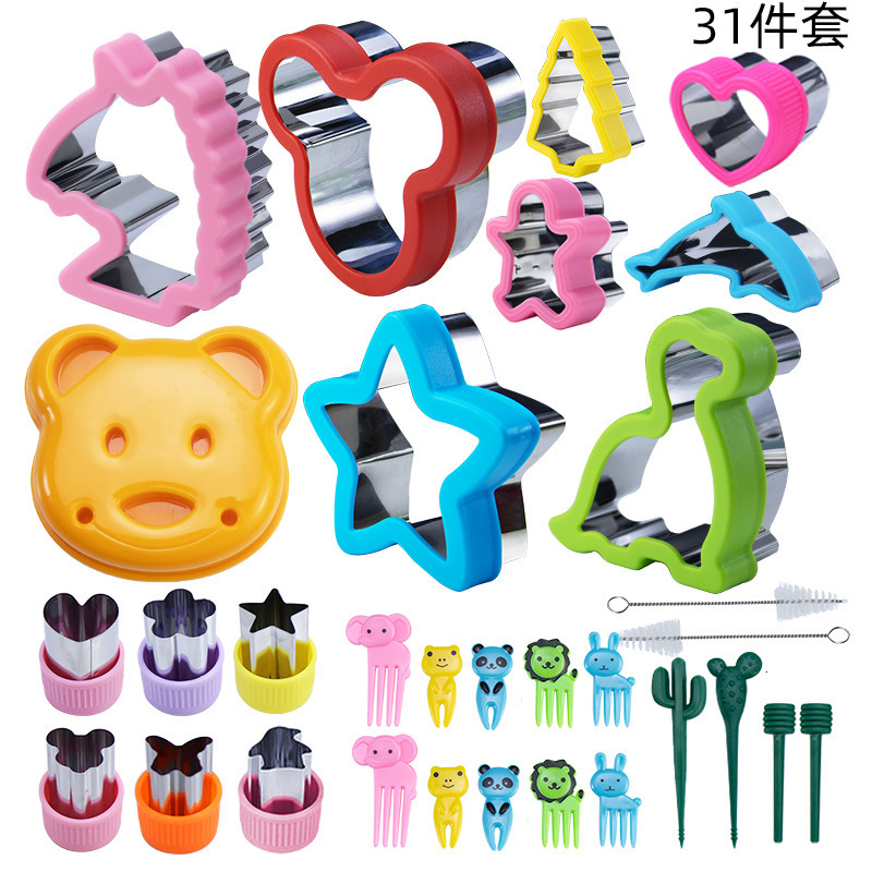 DIY Bread Cookie Cutters children's Sandwich Cutter and Sealer Set with Mini Vegetable Fruit Cutter for Kids Lunch Bento Box