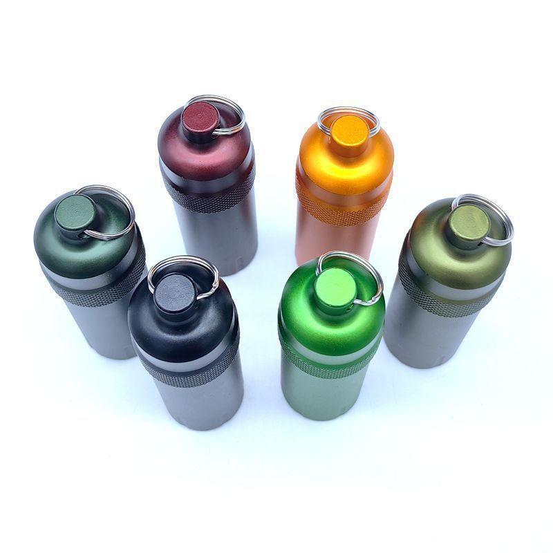 Outdoor Waterproof EDC Survival Container Capsule Airtight Aluminum Pill Bottle Match Seal Storage Case Camping Essentials