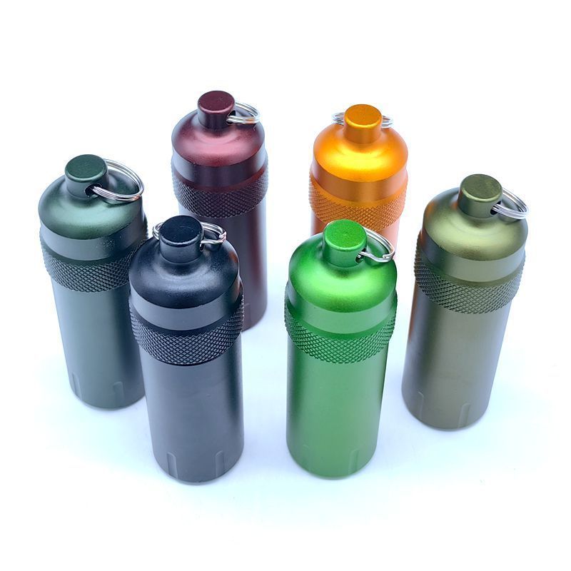 Outdoor Waterproof EDC Survival Container Capsule Airtight Aluminum Pill Bottle Match Seal Storage Case Camping Essentials