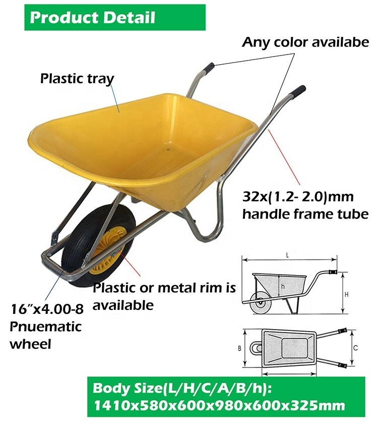 africa marketing Wheel Barrow Single Wheel Construction Heavy Duty Wheelbarrow With Plastic Steel Tray