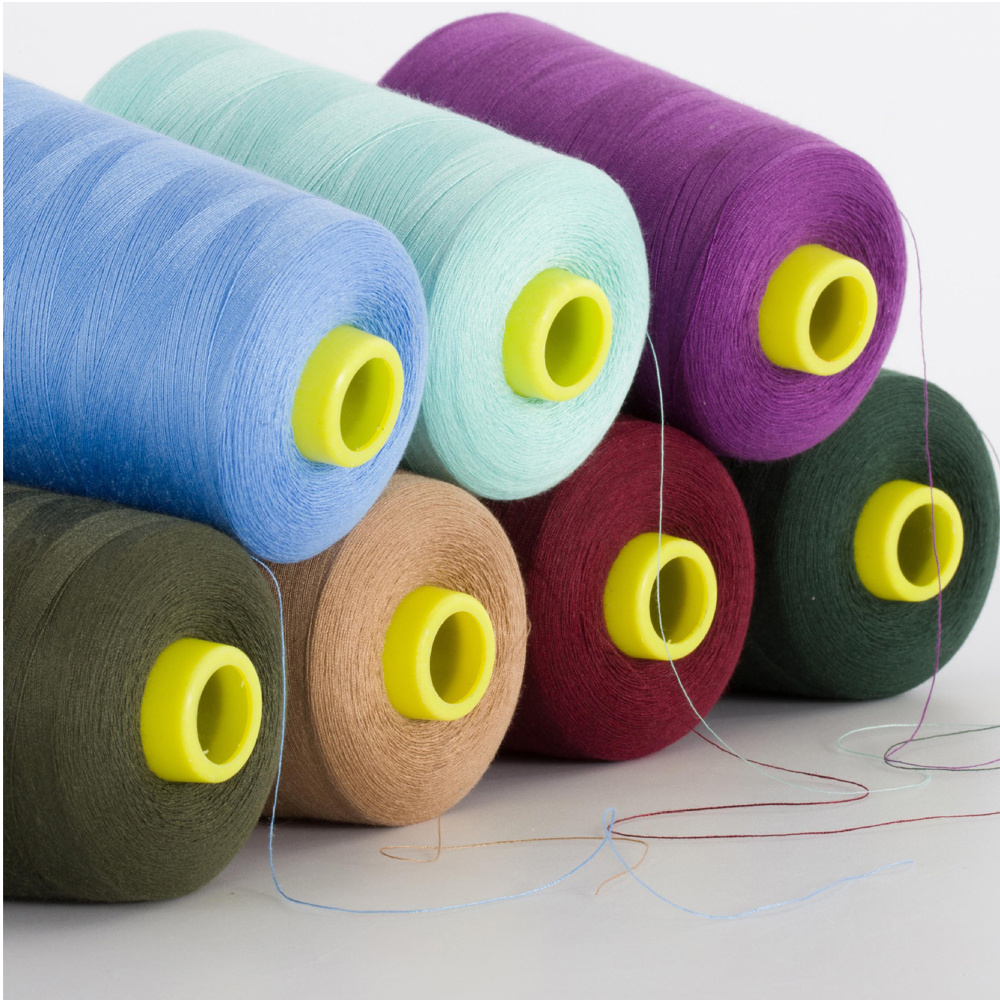 Factory price Dyed 20/2 4000 meters/cone sewing thread 100% polyester spinning yarn spun stock yarn lot 20s