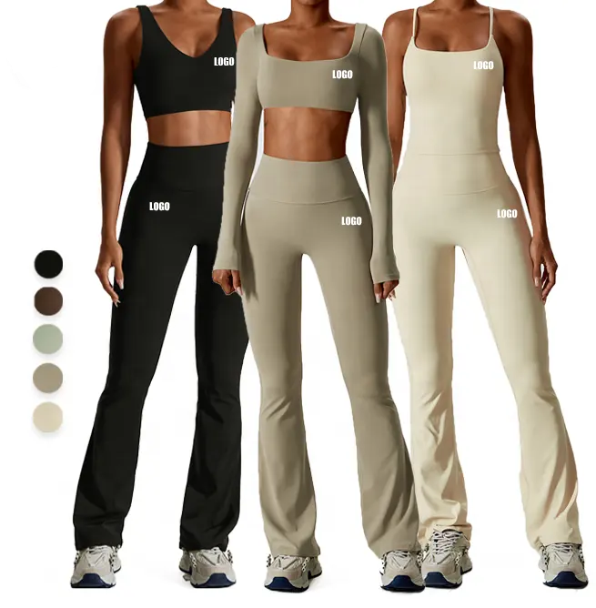 Hot Sale Sportswear Gym Fitness Yoga Wear Workout Clothes Outfit Seamless Long Sleeve Activewear Set for Women