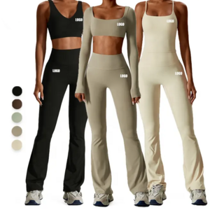 Hot Sale Sportswear Gym Fitness Yoga Wear Workout Clothes Outfit Seamless Long Sleeve Activewear Set for Women