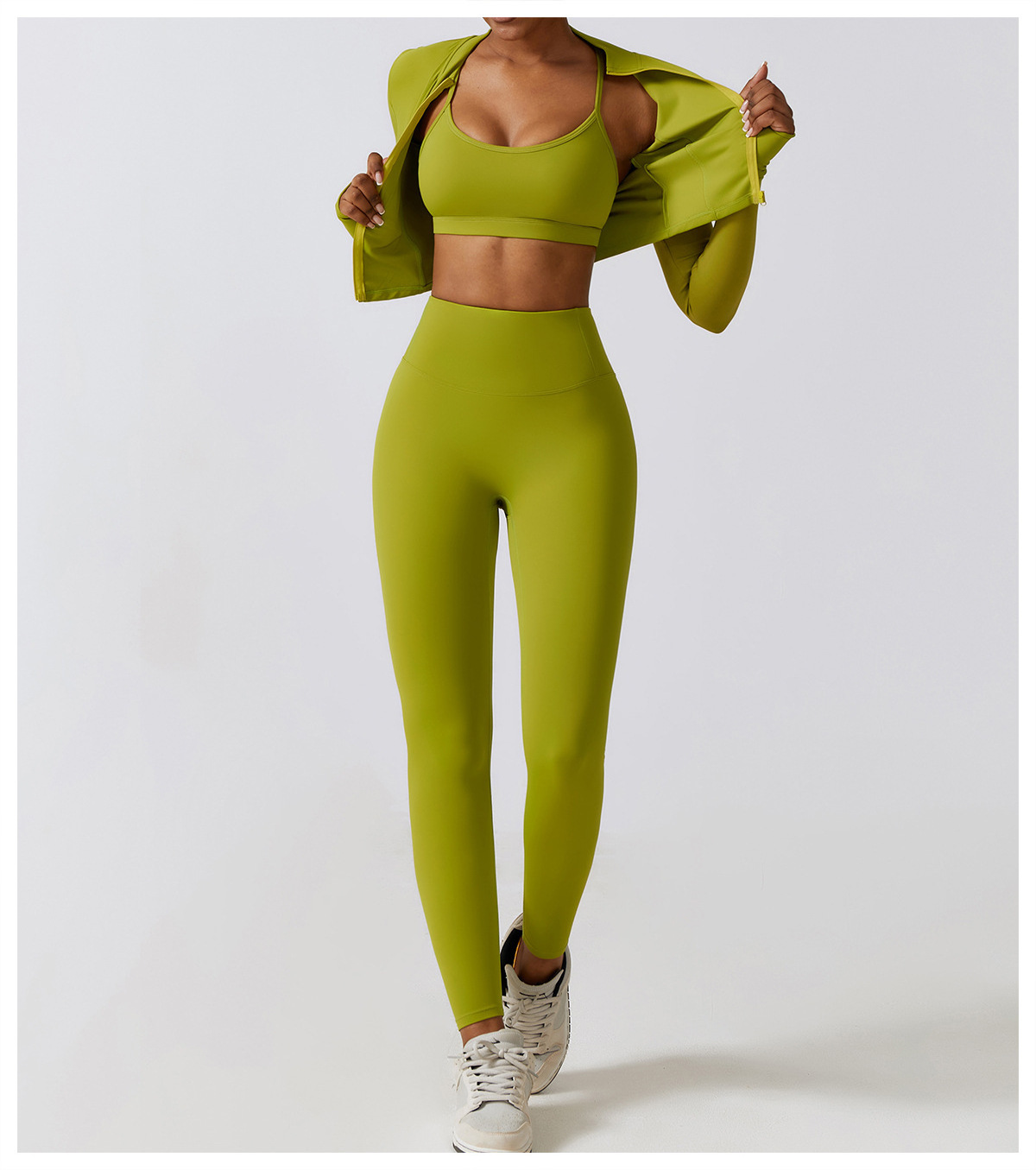 OEM Autumn Workout Outfits 3 pcs Outdoor Sports Tight Yoga Top Jacket High Waist Legging Gym Fitness Yoga Wear Sets for women