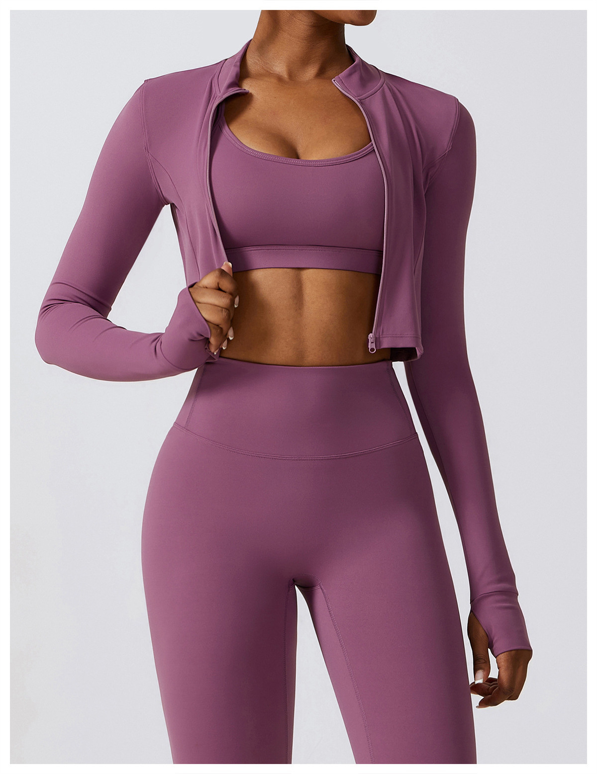 OEM Autumn Workout Outfits 3 pcs Outdoor Sports Tight Yoga Top Jacket High Waist Legging Gym Fitness Yoga Wear Sets for women