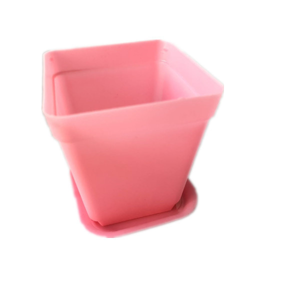 Plastic Plant Flower Seedlings Nursery Pot/Pots Square Planter Seed Starter Pots Colorful Flower Plant Container with Saucers