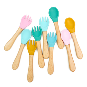 Wooden Spoon For Kids Best Selling Baby Spoon BPA Free SIilionce With Beech Wood Spoon And Fork Custom Service Available