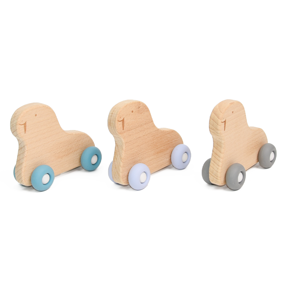 Best Baby Toys Food Grade Silicone BPA Free Walrus Style Wooden Car Toys All Ages Kids Educational Toys For Wholesale