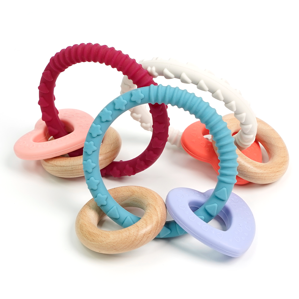 Hot Selling Can be Custom Color  Baby Nursing Bracelets Wooden Teether Silicone Beads Teething  Toys Baby Teether