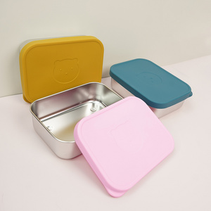 Storage Box Portable Storage Container Food Grade Stainless steel Box with Silicone Lid