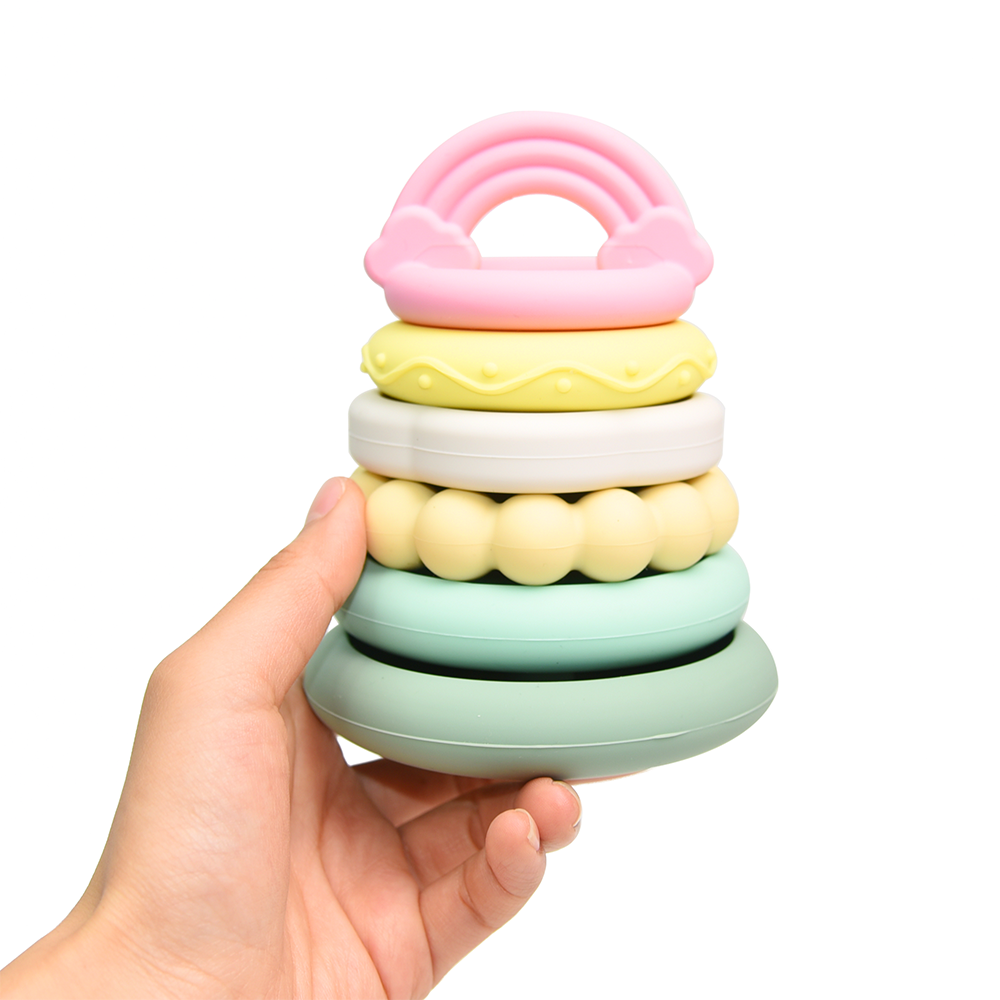 Baby 6-12 Months Baby Rainbow Tower Ring Early Education Educational Toy For Young Children