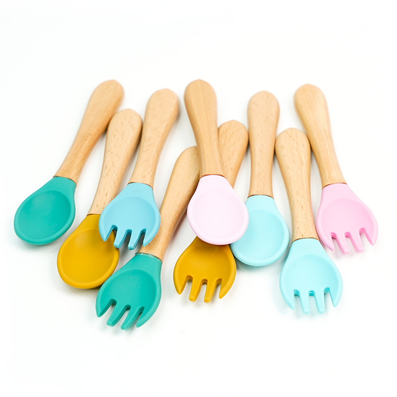 Wooden Spoon For Kids Best Selling Baby Spoon BPA Free SIilionce With Beech Wood Spoon And Fork Custom Service Available