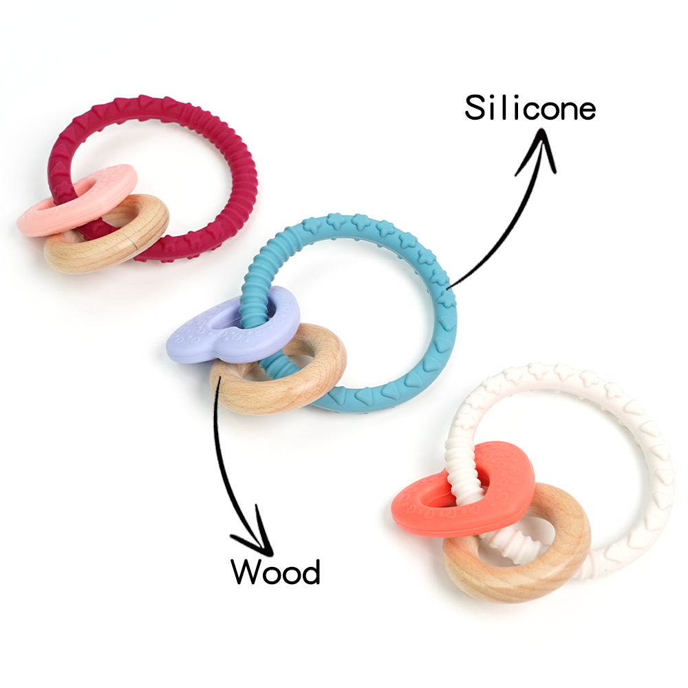 Hot Selling Can be Custom Color  Baby Nursing Bracelets Wooden Teether Silicone Beads Teething  Toys Baby Teether