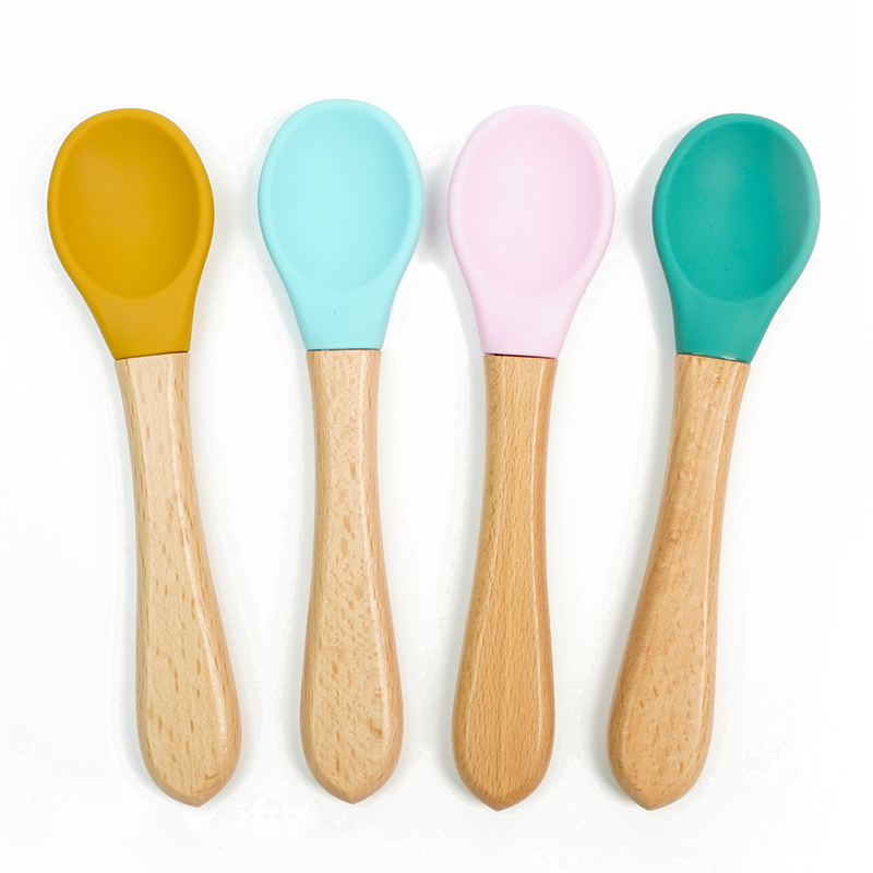 Wooden Spoon For Kids Best Selling Baby Spoon BPA Free SIilionce With Beech Wood Spoon And Fork Custom Service Available