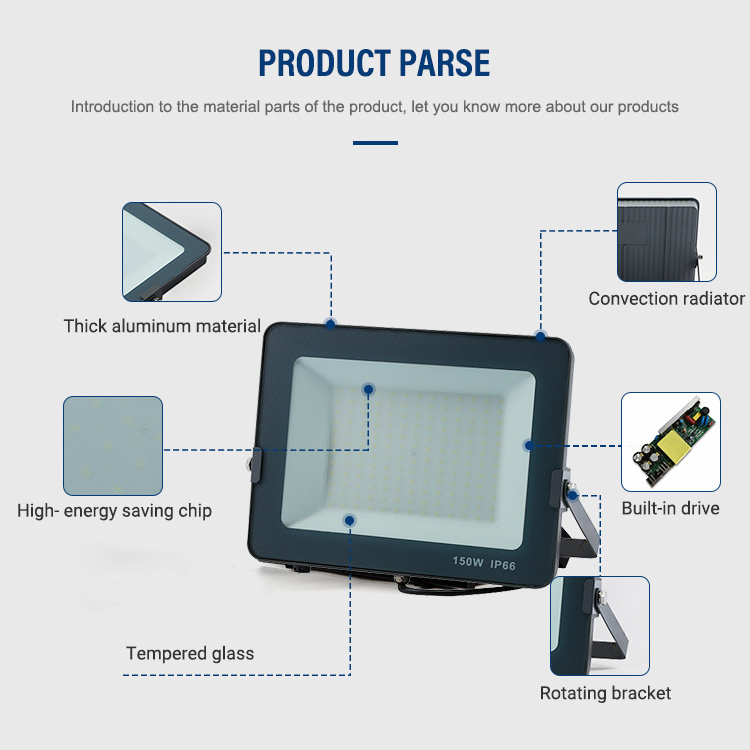 Aluminum Smart Outdoor Lights Ip66 Waterproof 20w 30w 50w 100w 150w 200w Smd Led Flood Light