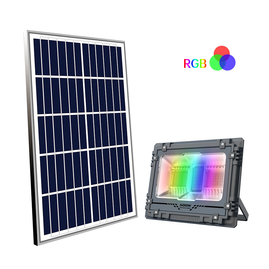 Portable FloodLight app control smart 500 400 300 200 100 watt RGB LED flood light solar power