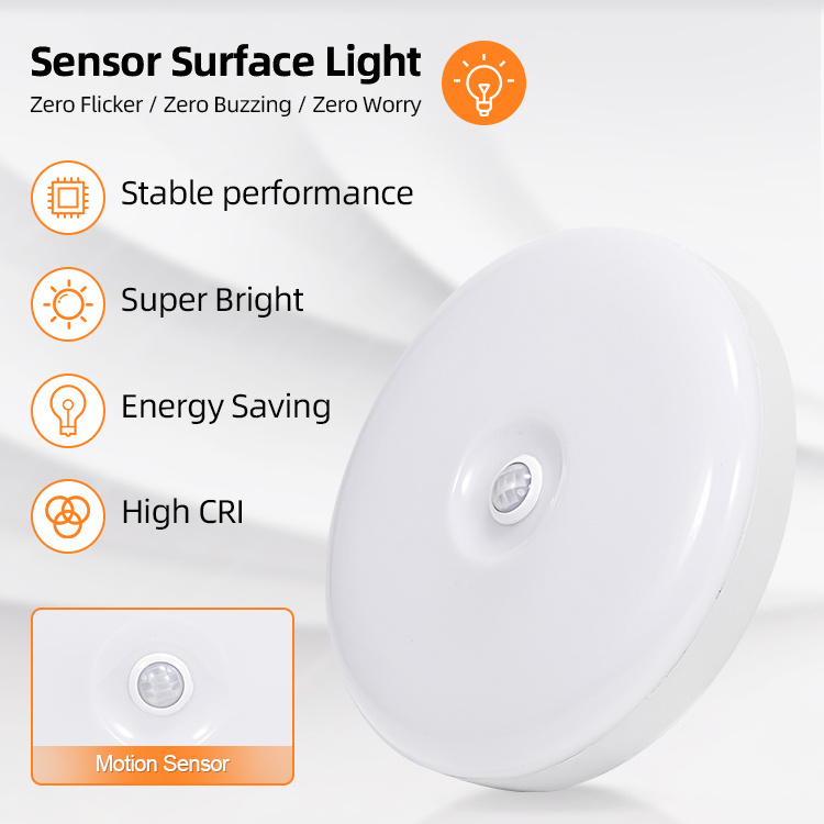 Waterproof Motion Sensor Bathroom Living Room Round Ceiling Modern Led Sensor Surface Light Panel Light