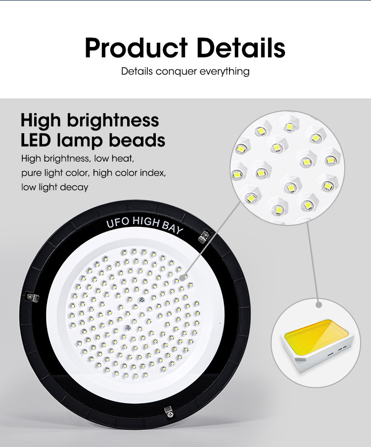 OEM Highbay Commercial Industrial Lighting Supermarket Workshop UFO LED high bay light 100w 150w 200w