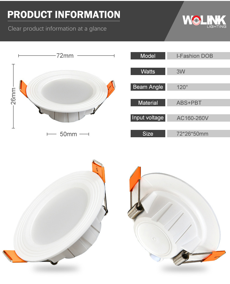 WOLINK VORLANE Recessed down lights DOB ceiling spot light anti glare spotlight led ceiling downlights