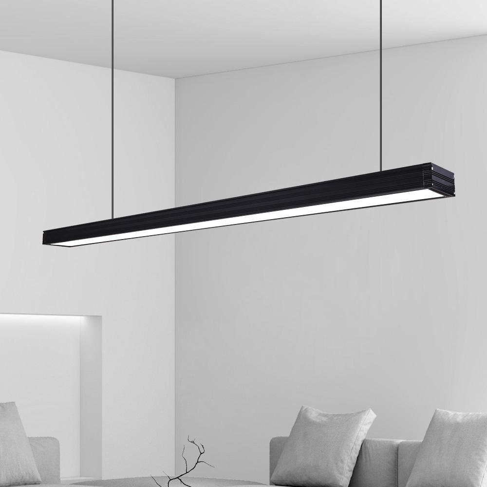 High quality dining room black led linear pendant light modern led office light hanging fixture linear light for indoor room