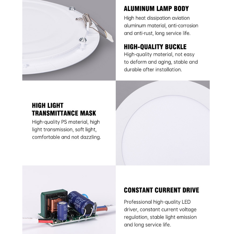 Surface Mounted Indoor Square Round 6w 12w 18w 24w Smd Commercial Ceiling Led Slim Panel Light