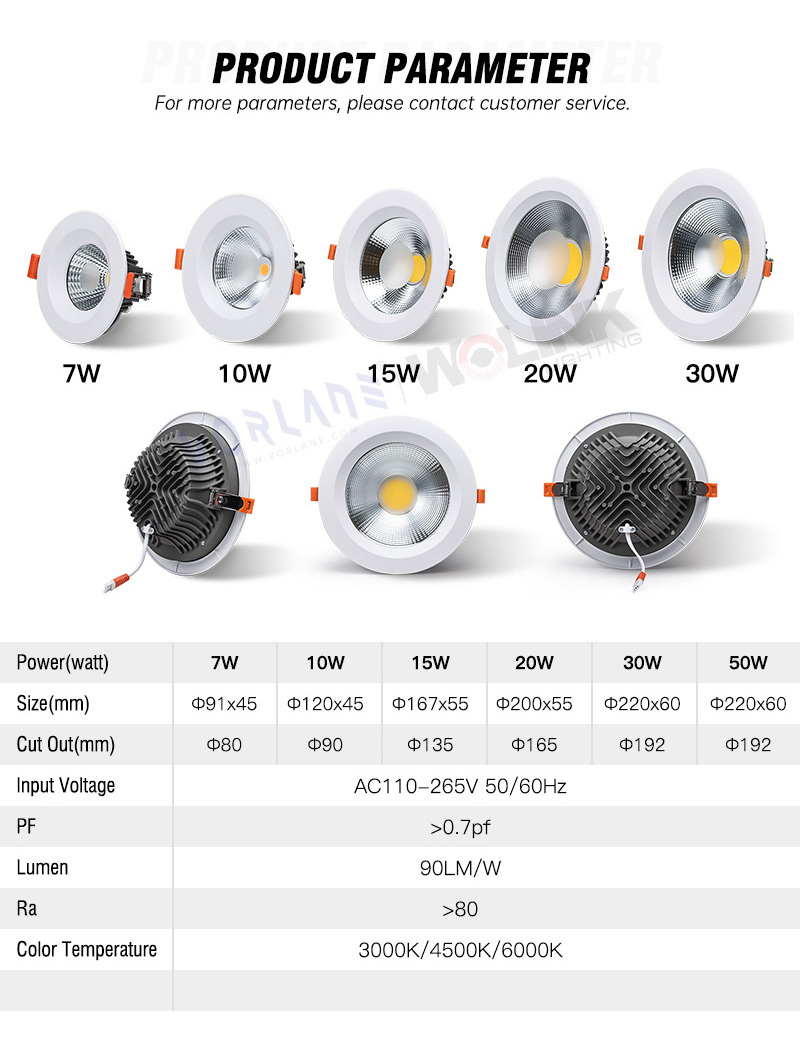 SASO Down Light Saudi Arabia anti glare recessed 7 watt cob spotlight ceiling led downlight 7w 10w 15w