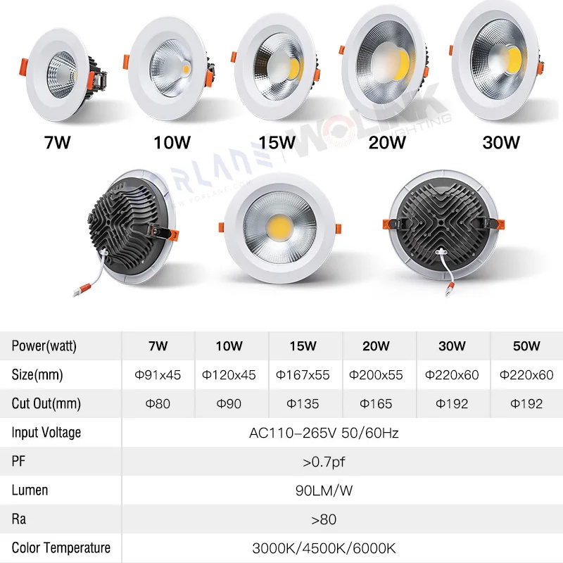 SASO Down Light Saudi Arabia anti glare recessed 7 watt cob spotlight ceiling led downlight 7w 10w 15w