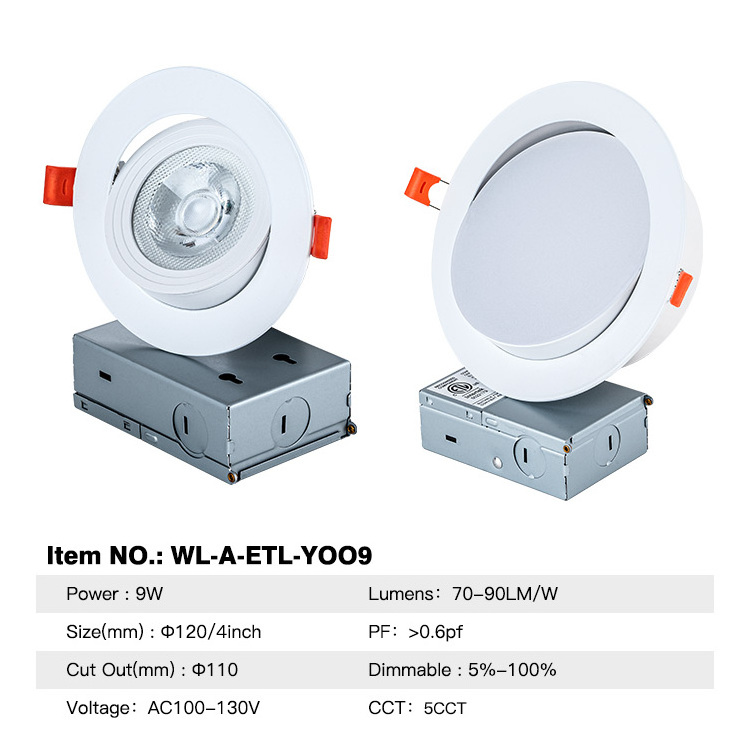 Manufacturer recessed rotatable downlight custom 4 inch downl light potlight led pot light with junction box