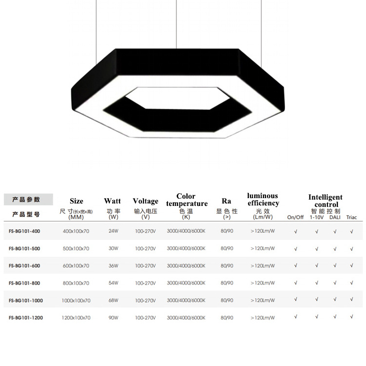 WOLINK Custom shaped batten indoor linkable led hanging ceiling pendant linear light office lighting fixtures