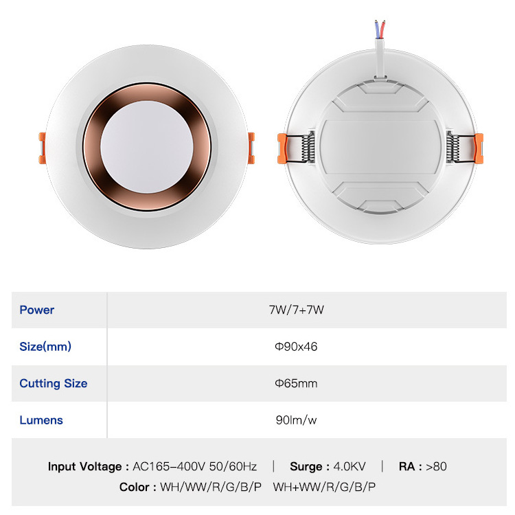 Dimmable ceiling mounted down light Plastic recessed inner spot LED Anti Glare smd Downlight 7W DOB