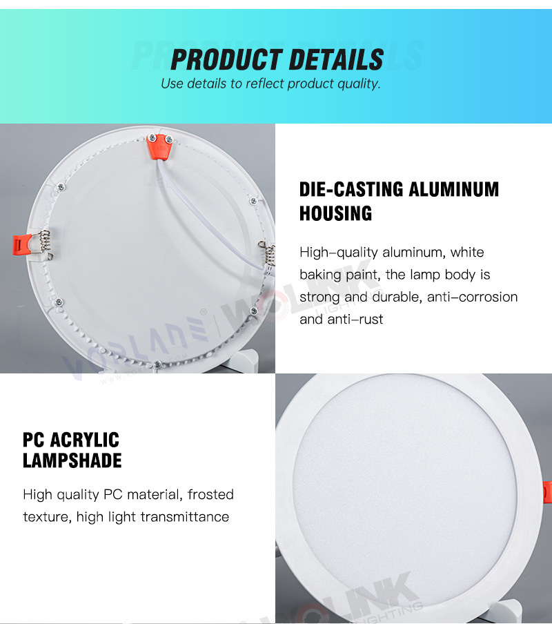 WOLINK manufacturer Integrated round slim recessed conceal led downlight pot panel lights lamp ETL