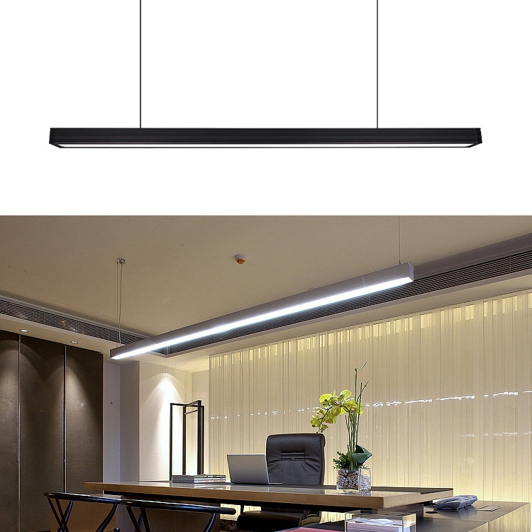 Office use 5000k modern liner lamp pendant surface mounted led hanging tube linear light for gym workshop classroom